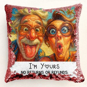 Caricature Your Photo For Funny Couples, Anniversary Gift - Custom Sequin Photo Pillow