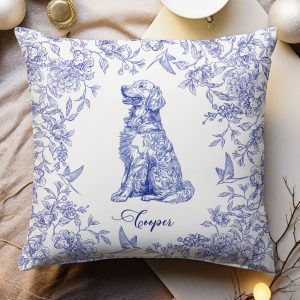Dog Custom Toile De Jouy Chinoiserie Style - Personalized Pillow (Insert Included)